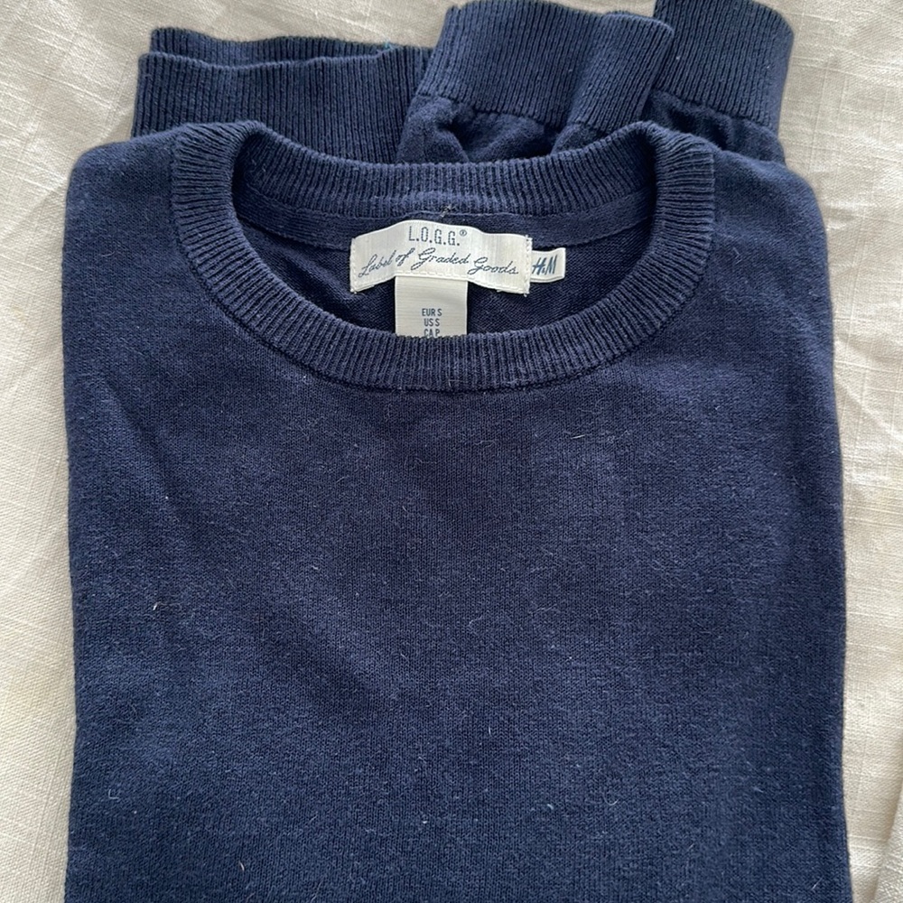 H&M LOGG Crewneck Sweater in Navy, S